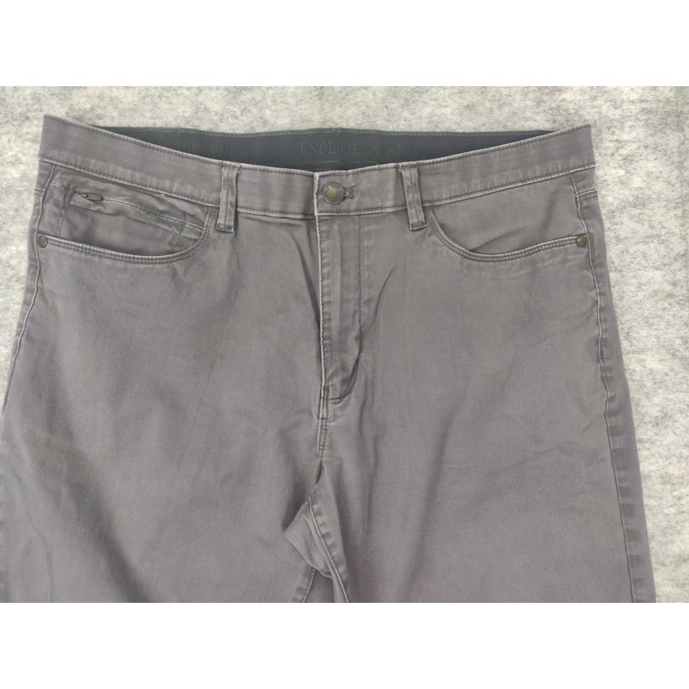 English Laundry Mens 36x29 Straight Fit Gray Stretch Chinos Pants Casual - Picture 4 of 13
